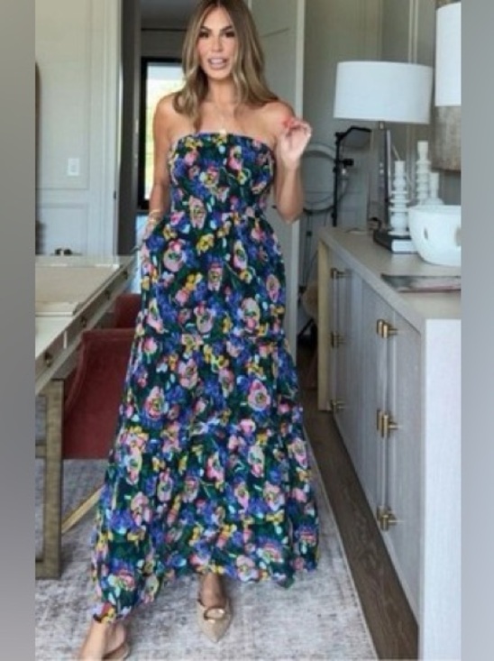 Anthropologie Dresses & Skirts - By Anthropologie The Somerset Strapless Maxi Dress floral gown colorful wedding